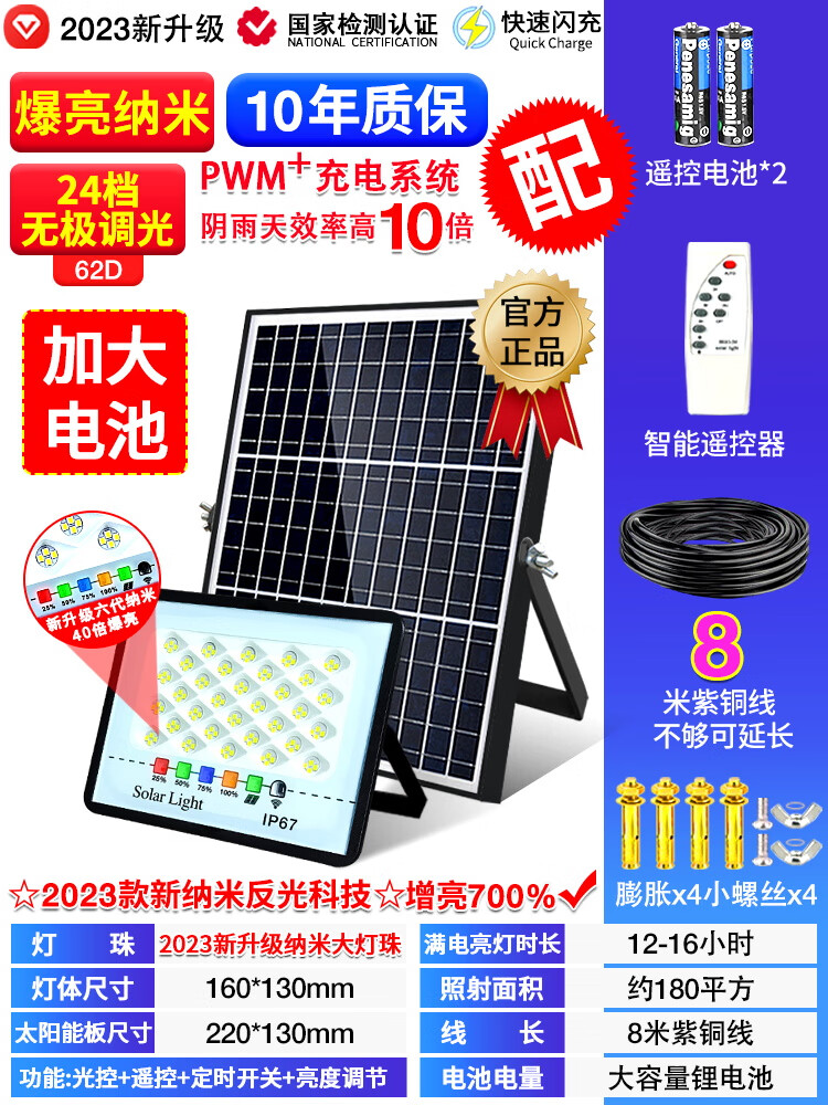 荨士霓太阳能灯庭院灯户外灯新农村家用照明灯室内天黑自动亮路灯 600W-H爆亮-超大灯珠699LM8倍聚使用感如何?