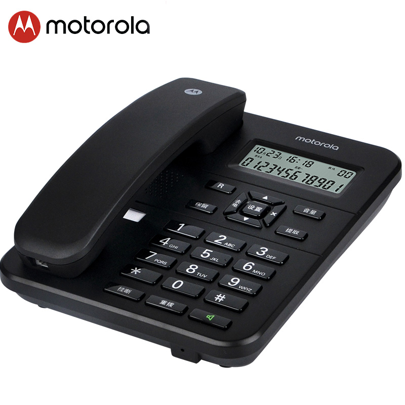 摩托罗拉(Motorola)电话机座机 固定电话 办公家用 免电池 免提 欧式时尚CT202C(黑色）