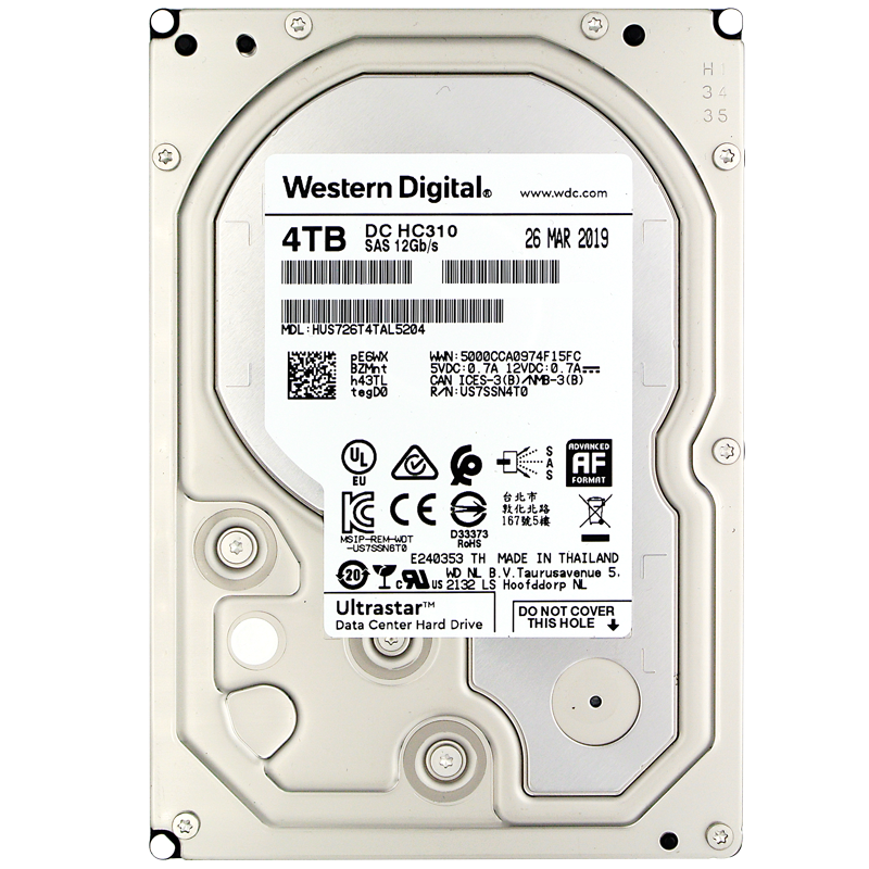 Western Digital 西部数据 3.5英寸 台式机硬盘 4TB（CMR、7200rpm、256MB）HUS726T4TAL5204