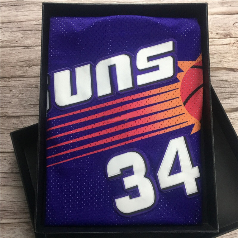 钓赛太阳队34号巴克利球衣复古篮球服背心球迷版空中飞猪刺绣 巴克利