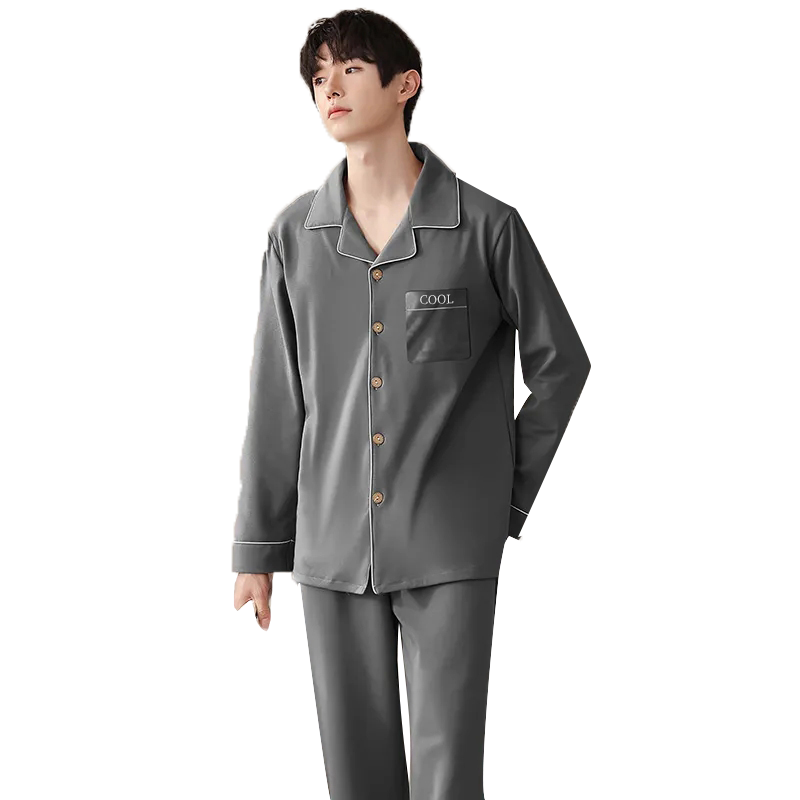 南极人男士睡衣男秋冬开衫刺绣休闲长袖长裤可外穿家居服睡衣睡裤套装-简约高级灰3XL价格趋势