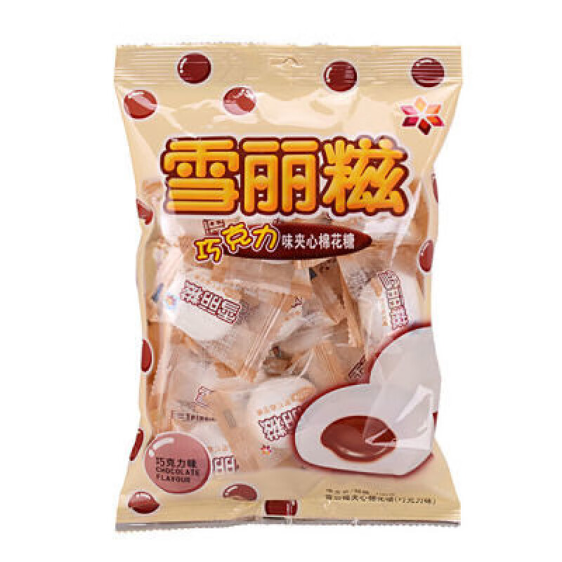 雪丽糍夹心棉花糖巧克力味3包100g袋装 100克雪丽糍夹心棉花糖巧克力味3