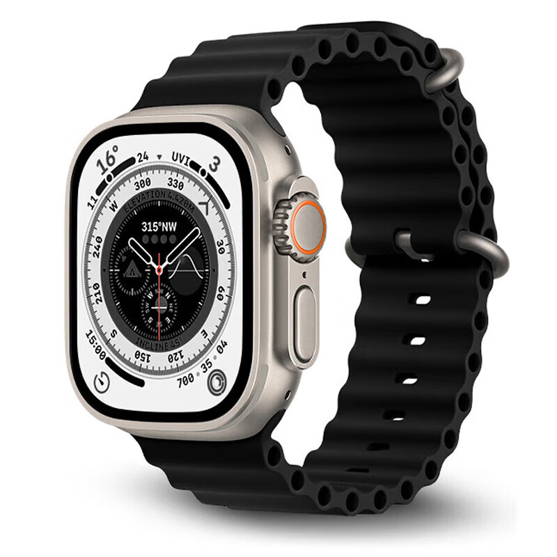 崇捷适用于苹果appleiwatch手表表带ultra海洋s9/8/7/6/se表带防尘耐磨腕带 【黑色】42/44/45/49mm【海洋款】