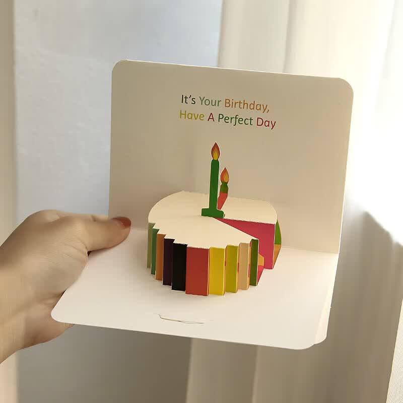 生日贺卡立体蛋糕3dins感创意折叠纸雕祝福卡片礼物男友女 简约生日款