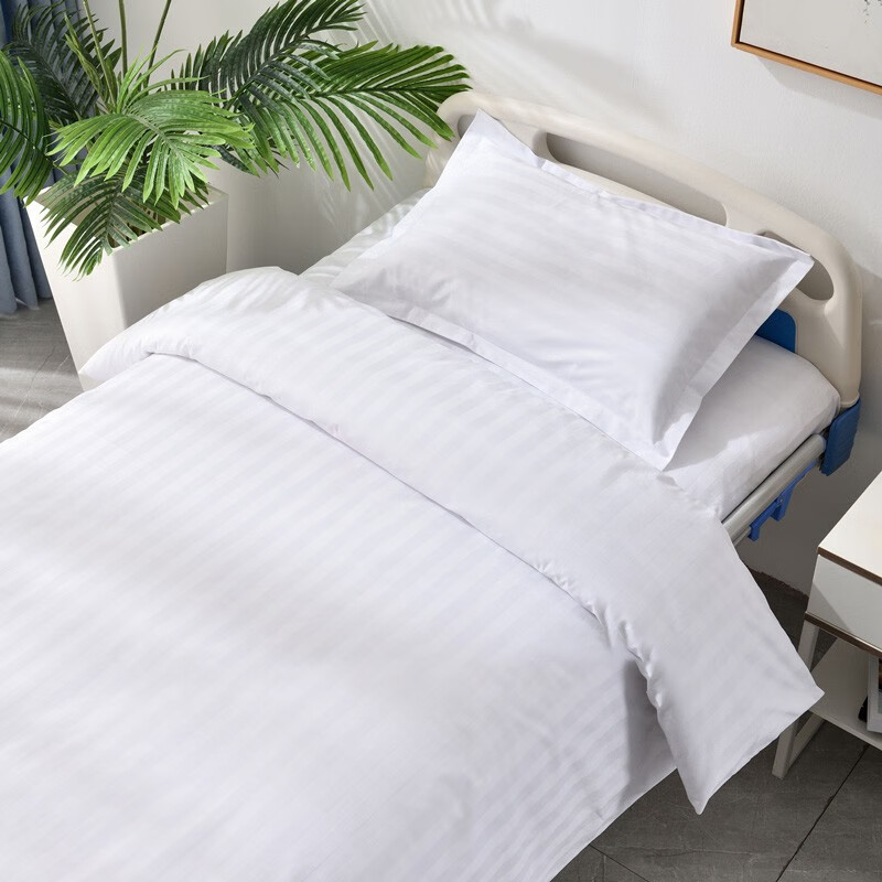 恒令嘉医院三件套床单被套枕套纯棉涤棉加密加厚白缎条蓝缎条舒适耐洗