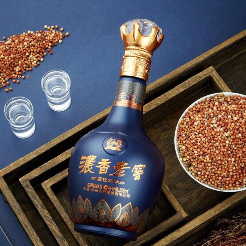 泸州老窖股份出品 纯粮酒 白酒 送礼 浓香型白酒 52度 500mL 2瓶 泸州老窖蓝色交响