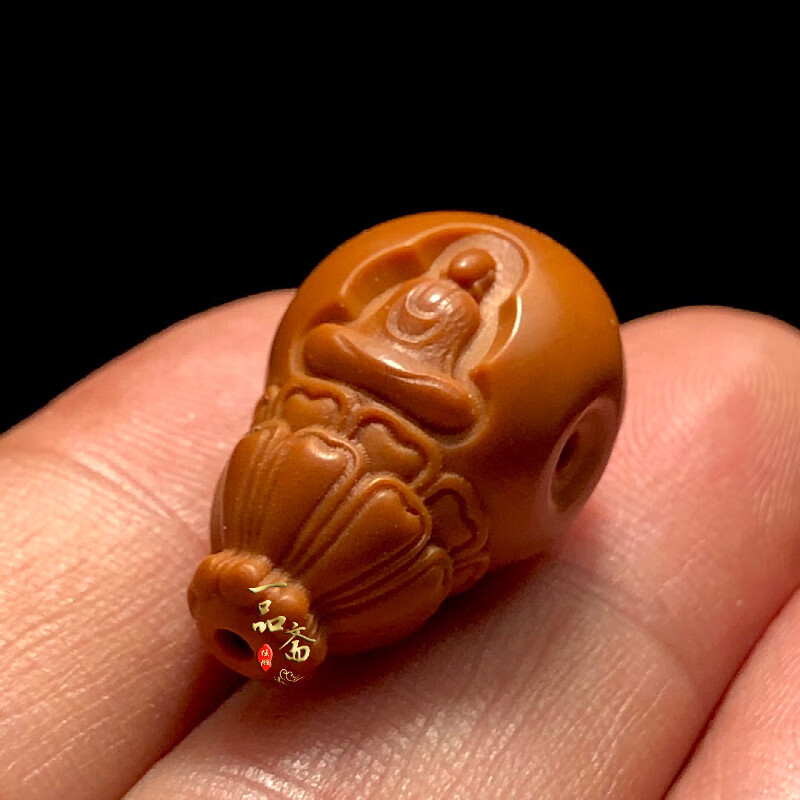 樱优无相佛橄榄核三通配饰文玩手串佛头配件核雕单籽一体精雕单子单珠