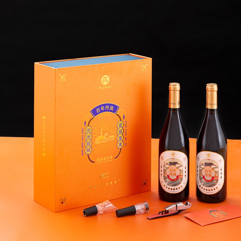 丹凤【年货节】丹凤葡萄酒 礼盒装红酒 过节送礼 中华老字号 嘉礼甜红750ml*2【喜欢喝甜的就选它】