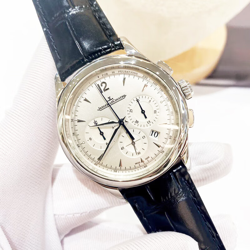 【二手99新】積家Jaeger大師系列男表自動(dòng)機(jī)械手表月相大三針小丑盤18K玫瑰金超薄二手奢侈品腕表 40mm 銀灰六針盤 1538420