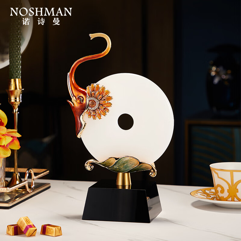 客厅酒柜玄关电视柜家居装饰品 送朋友乔迁礼物 吉祥平安扣摆件 金色