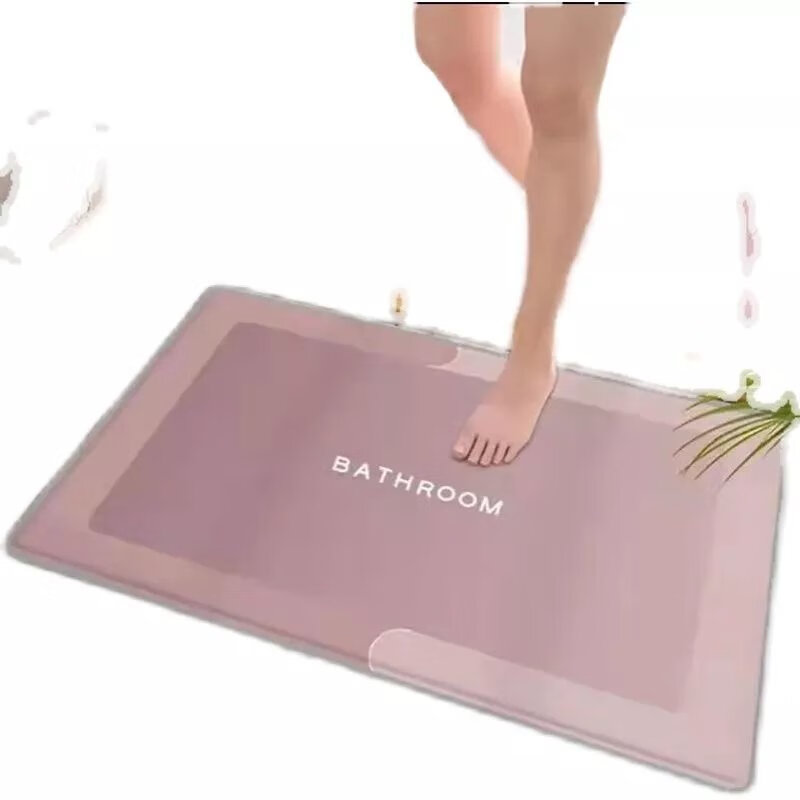 【精选】加厚硅藻泥卫生间地垫浴室吸水脚垫厨房厕所耐脏防滑垫入 加厚四叶草-椿树棕 60x90加厚款