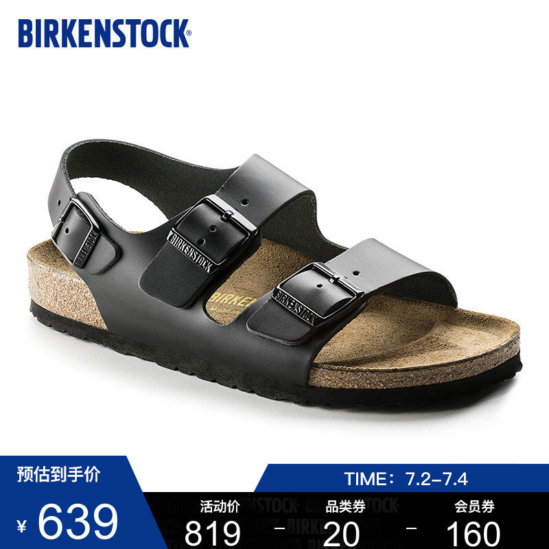 BIRKENSTOCK拖鞋男女同款进口休闲凉拖凉鞋外穿Milano系列 女款黑色0034193 39