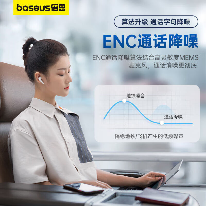 倍思E8蓝牙耳机无线半入耳式低延迟通话降噪游戏运动适用苹果华为 【乳白】硬核升级+镀钛振膜+电竞声效 套餐二 标配+便携收纳袋