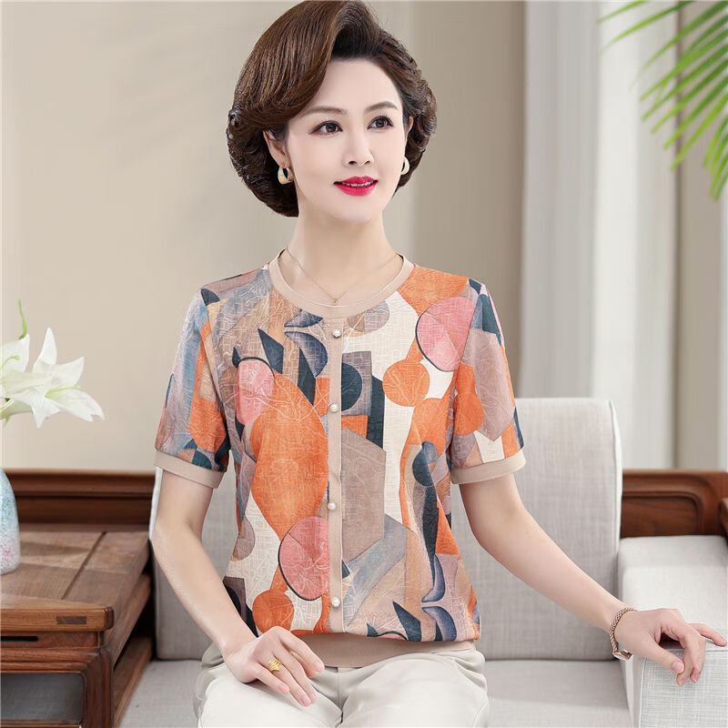 北岑胖老太太特大码夏装加大码老奶奶夏装年轻妈妈短袖两件套装40-50