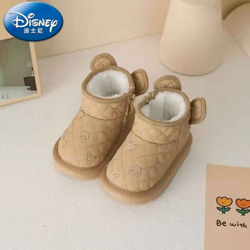 迪士尼（Disney）宝宝雪地靴洋气短靴男女童加绒棉鞋冬季儿童一岁婴幼童学步鞋秋冬 奶茶色高帮 17码内长12.5cm使用感如何?
