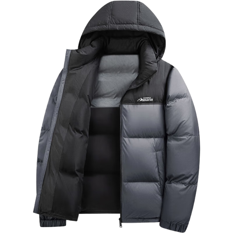 鴨鴨（YAYA）羽絨服男203g高充絨撞色可拆卸加厚2025年冬最新款面包服保暖外套 灰色 4XL 195