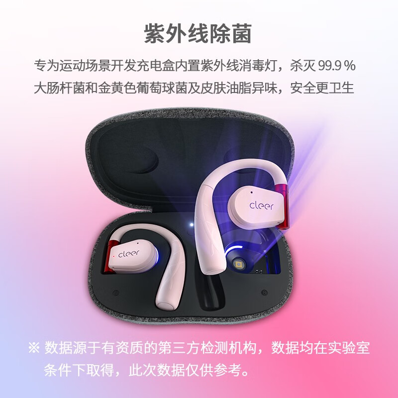cleer任贤齐推荐高音质ARC2代不入耳开放式骨传导升级技术挂耳式运动智能无线蓝牙耳机适配华为苹果小米 粉红色【运动版】