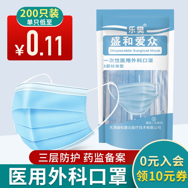 乐樊一次性医用外科口罩价格走势及评测报告