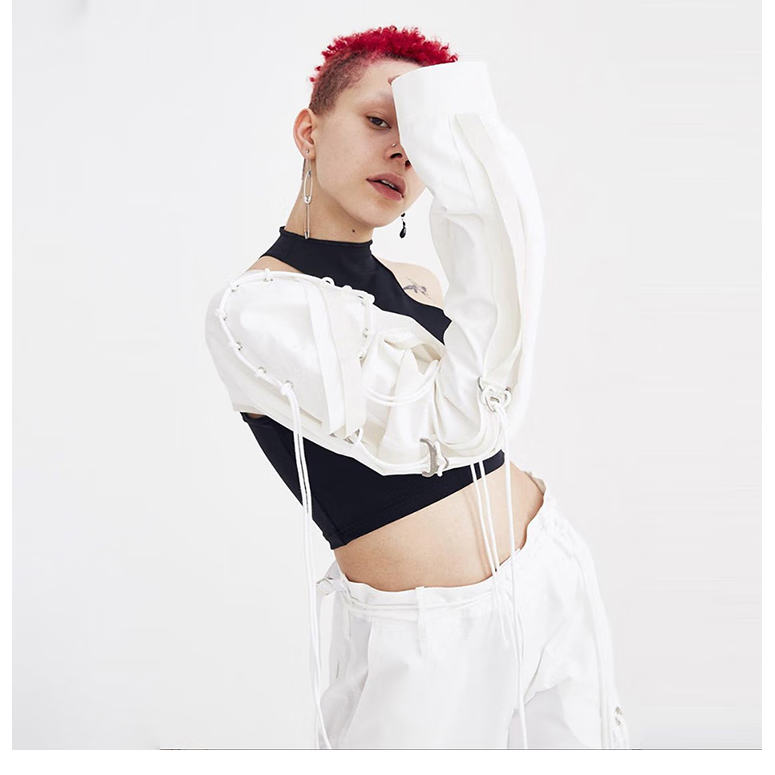 茜立里女生露肚脐短上衣辣妹爵士舞露腰沙丘废土风女团打歌服爵士舞不