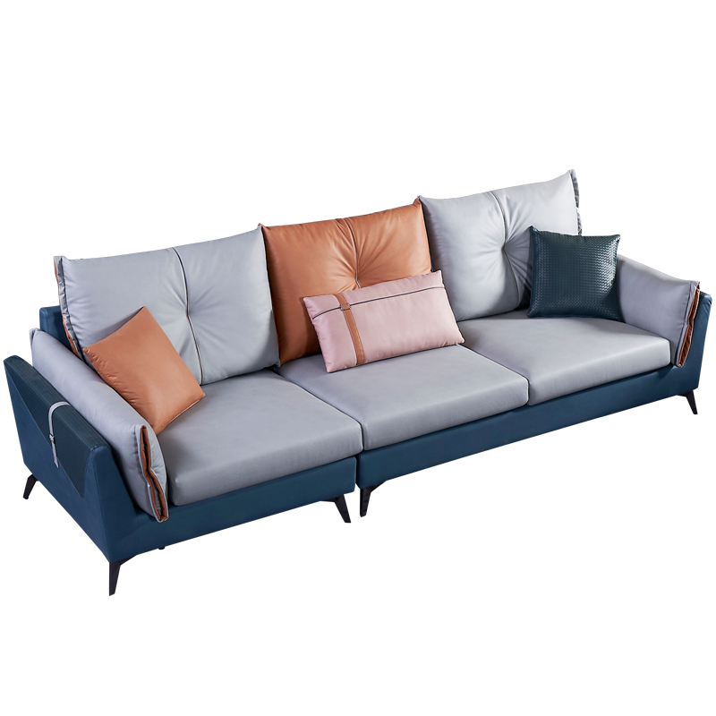 晚安现代简约科技布布艺沙发贵妃组合大小户型客厅北欧轻奢家用家具组合 灰色 3+双扶手单位+脚踏