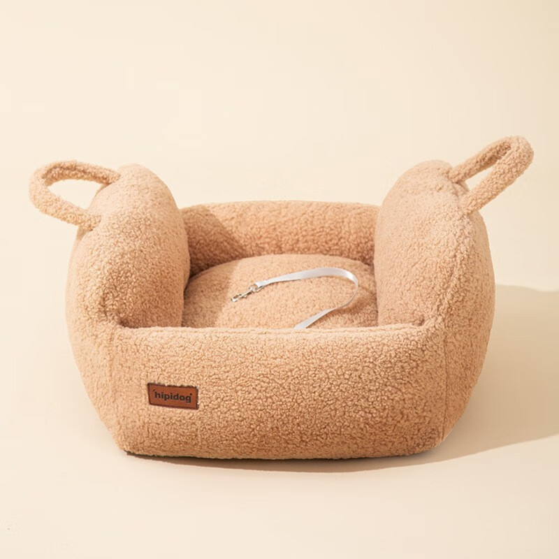 安全座椅中小型犬外出手提包猫咪车载垫子宠物车载窝 咖色泰迪绒可拆