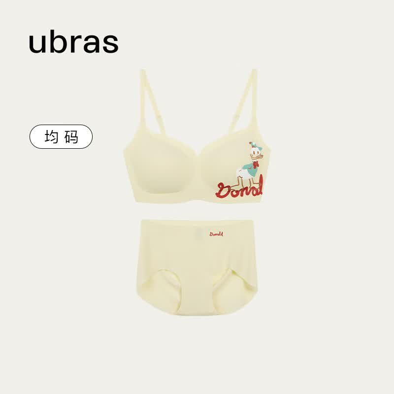 ubras迪士尼联名无尺码文胸内裤套装 内衣女无钢圈胸罩云感托文胸套装 黄油色 标准版使用感如何?