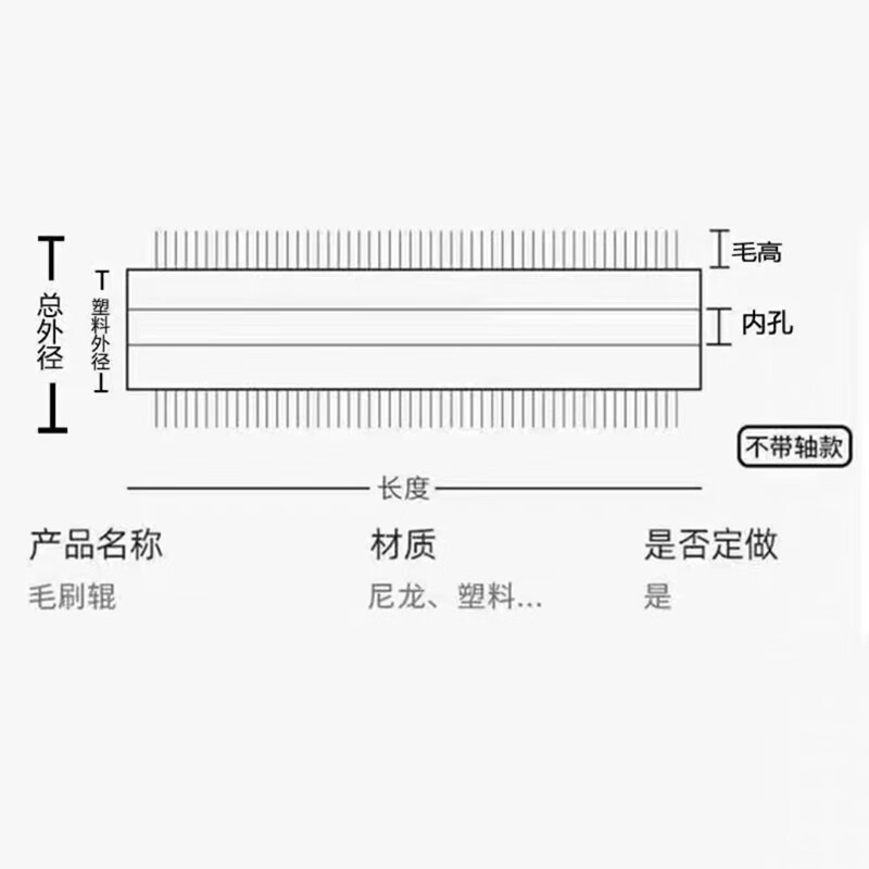 梟采工業(yè)毛刷輥滾筒刷小型尼龍刷尼龍絲篩沙機(jī)毛刷輥定制清洗毛刷輥 400*20*50*30*110