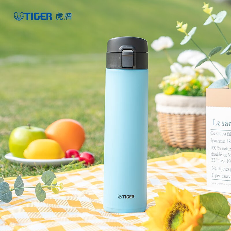 虎牌(tiger)保温杯男女不锈钢真空水杯一键开启弹盖杯mka-k60c 天空蓝