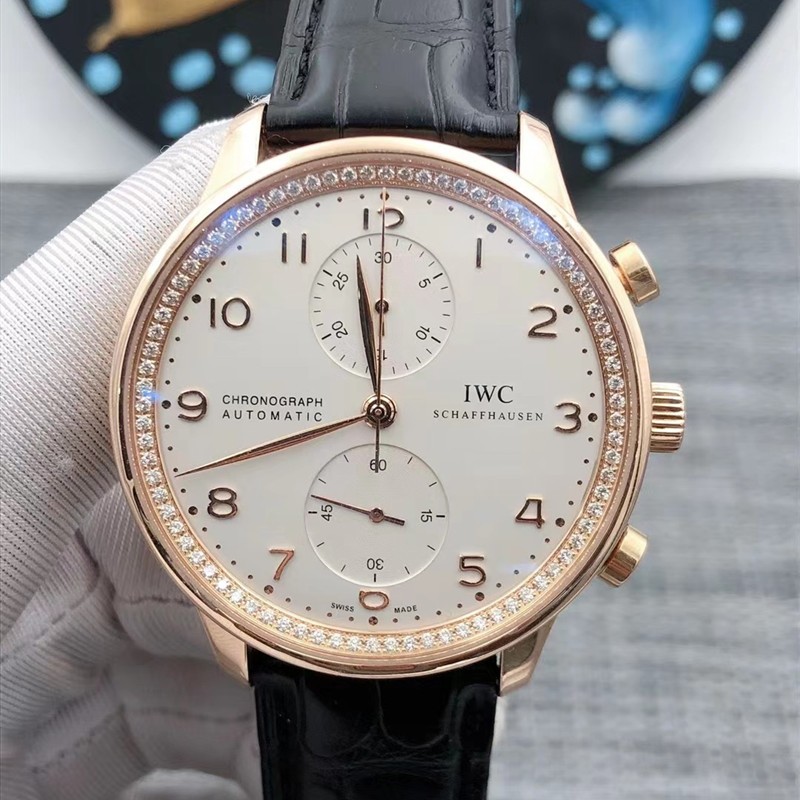 【二手95新】iwc万国表葡萄牙系列 玫瑰金后镶钻 41表盘自动机械手