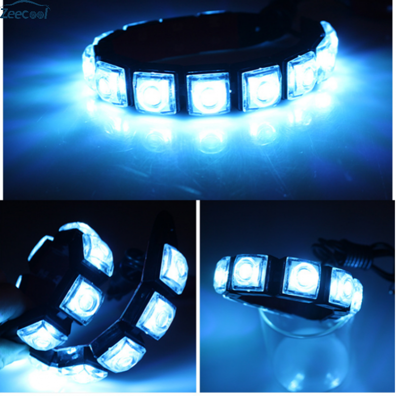 遥绾惜汽车LED日行灯改装日间行车灯指导安装弯曲中网灯通用高亮防水12V 白壳 10灯珠【白光】一对