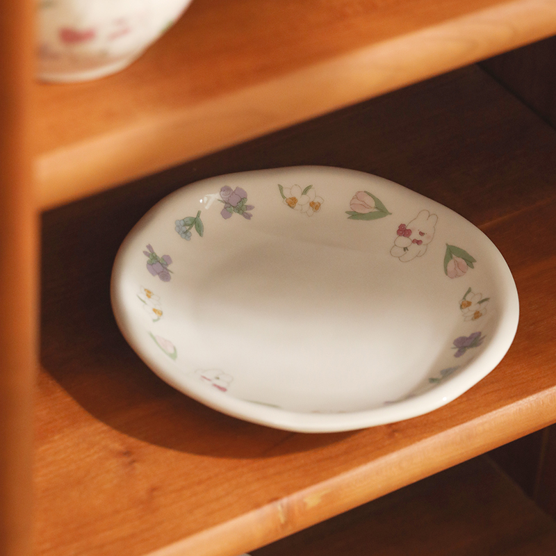 蓝莲花碗单个吃饭碗面条碗大碗家用米饭碗汤碗耐高温微波炉烤箱碗 6.5寸餐盘