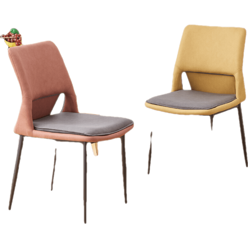 欣奢 餐椅家用意式轻奢科技布餐桌椅子时尚休闲靠背椅子酒店奶茶店会客洽谈椅 黄色科技布