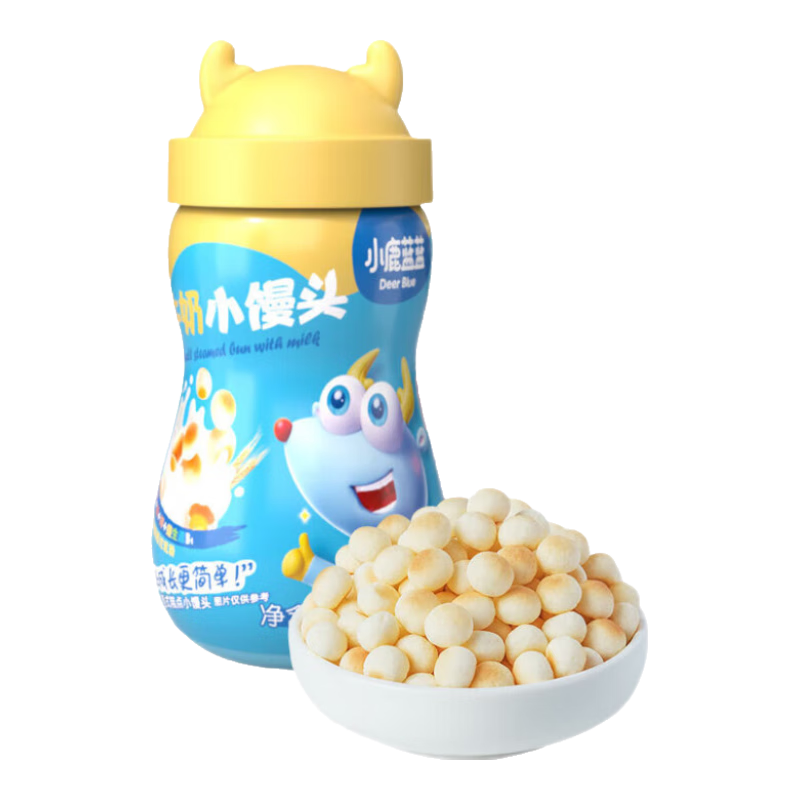 小鹿蓝蓝宝宝小馒头160g罐 宝宝零食奶豆磨牙糕点 【1罐】牛奶小馒头/160g