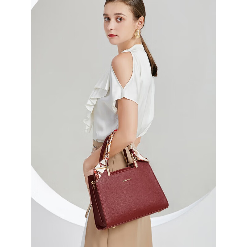 福禄克送妈妈显年轻的包包手提包红色2023中年女结婚婆婆礼物婚感 藏蓝色丝巾+礼袋