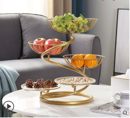 (oussirro)北欧ins果篮创意现代客厅茶几家用个性摆件多层双层水果篮