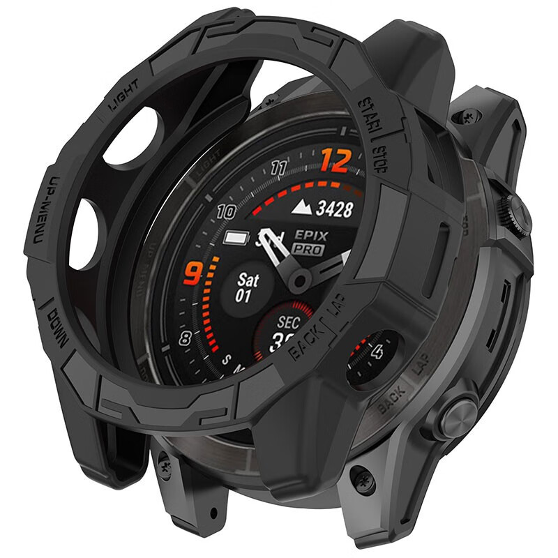 适用于Garmin佳明Fenix7x/7S pro保护壳易耐时Epix pro表壳TPU镂空铠甲壳 黑色【半包铠甲壳】 适用：佳明fenix7 Pro