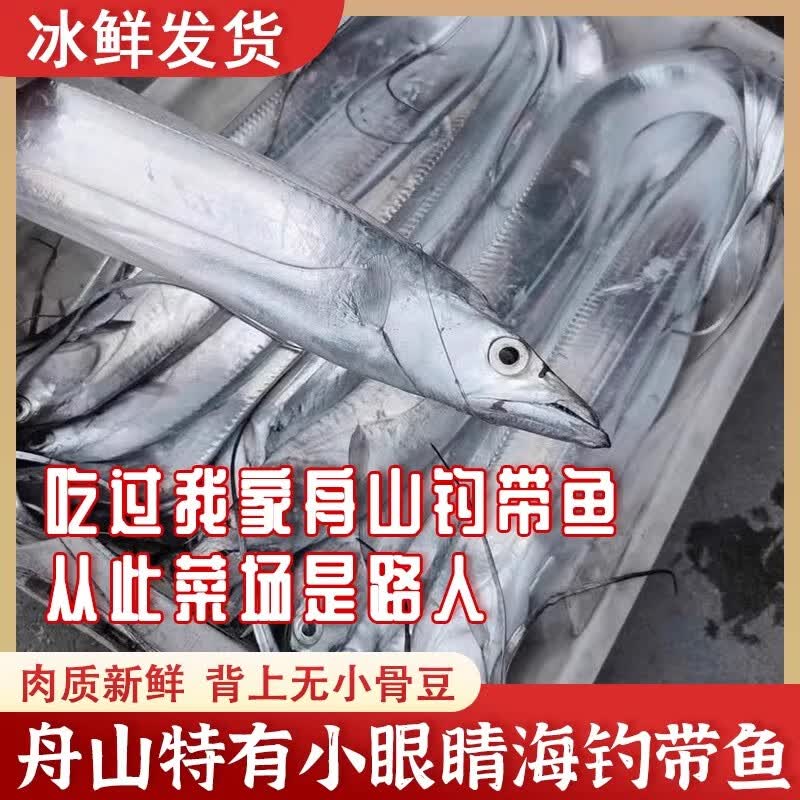 七条船舟山雷达网钓带鱼大号油带新鲜野生海鱼海鲜水产东海小眼睛黑刀鱼 1-1.5斤/条——4斤