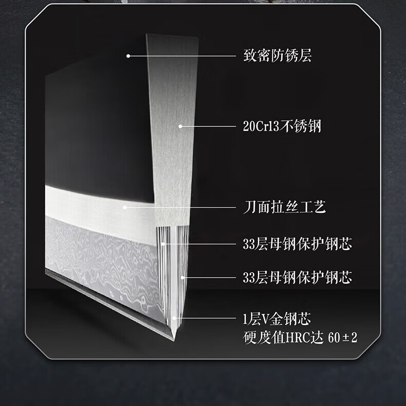 张小泉闲云系列大马士革钢刀家用菜刀切片刀肉片刀具 切片+小厨刀二件套