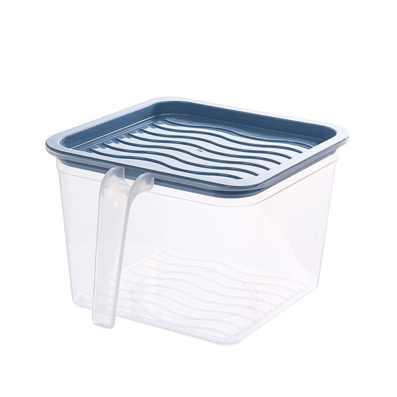 【茶白优选】日式冰箱保鲜盒 透明带盖 冷冻食品收纳盒防串味家用大中小号 蓝色 【食品级】三个装