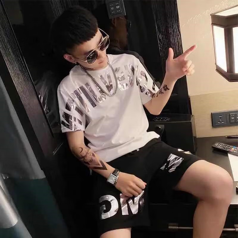 予瑾精神小伙社会衣服一套套装男夏季搭配帅气两件装痞帅男装短袖短裤