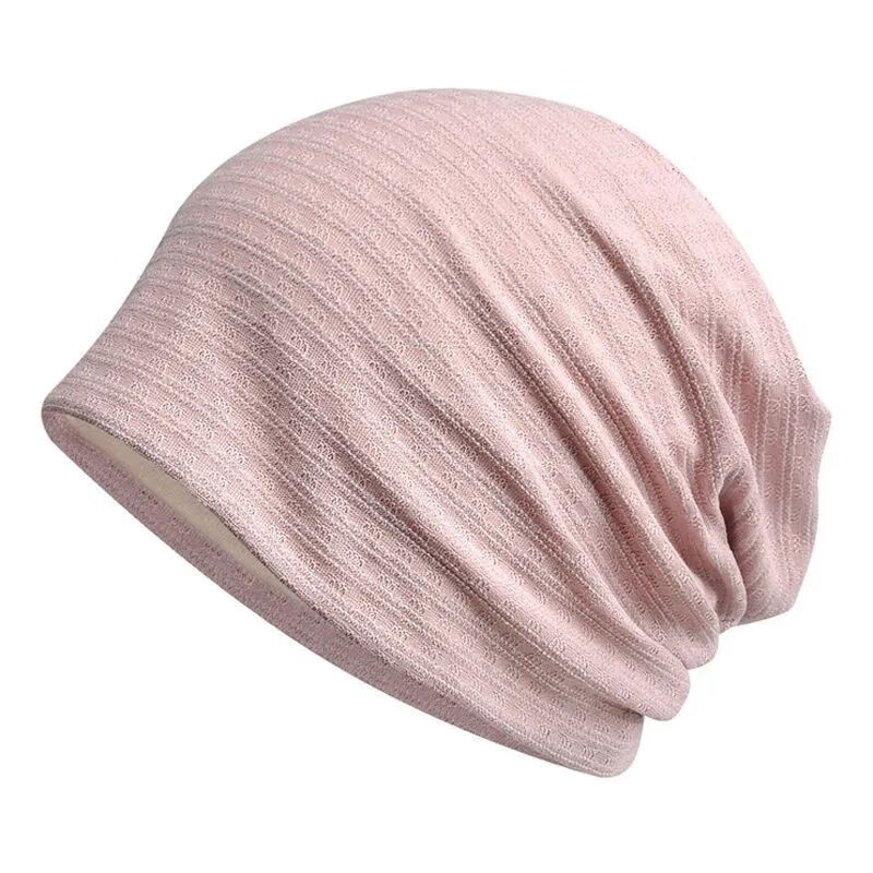 化疗后女士帽光头专用薄款帽子夏季春秋睡帽包头帽春秋女帽 粉色