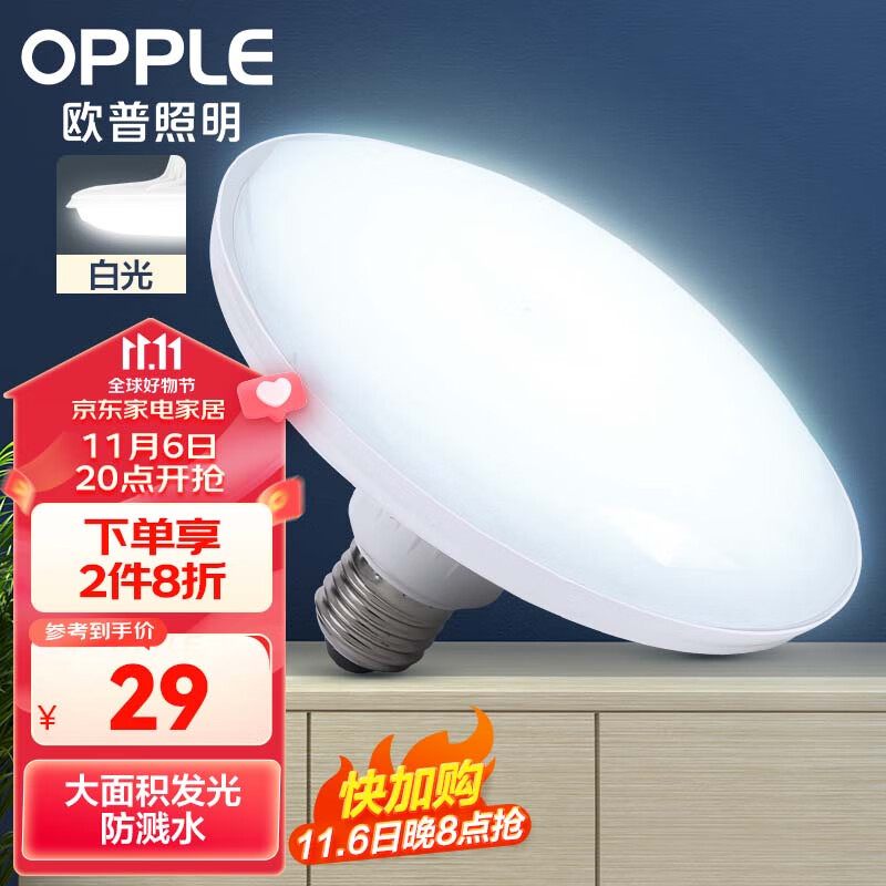欧普（OPPLE）LED大功率灯泡飞碟灯节能E27螺口球泡家用照明超亮 大瓦数 6500K属于什么档次？