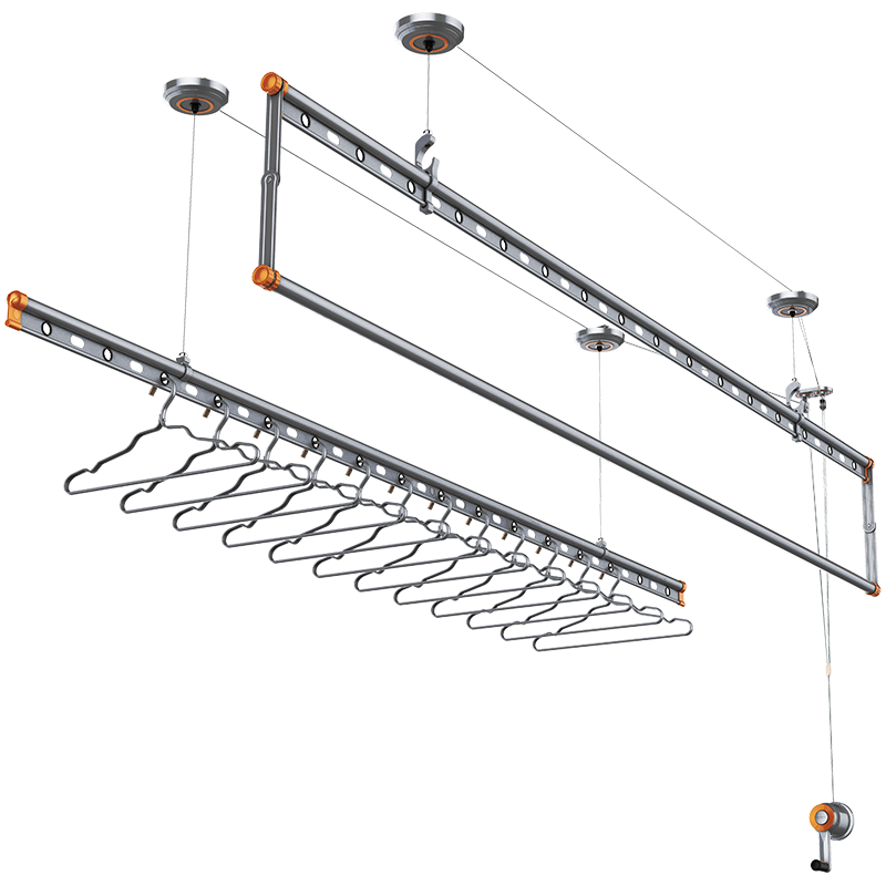 好太太三杆手摇晾衣架家用室内升降晾衣杆晒被子晾衣架 d-1090 12个