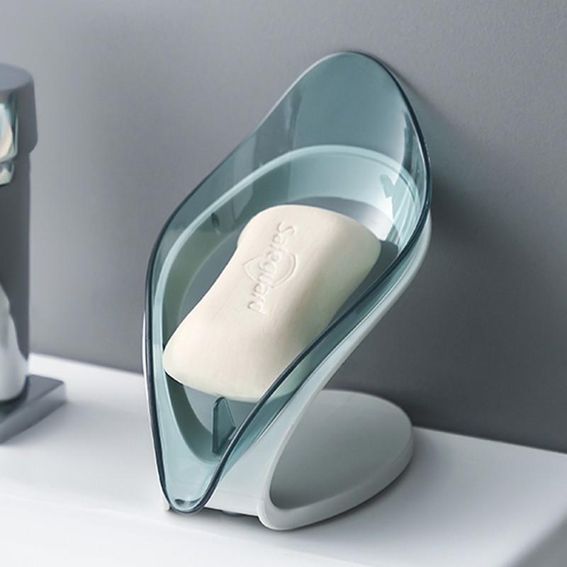 北杉（BEiSHAN）北杉衛(wèi)生間瀝水肥皂架皂托洗手池肥皂盒皂架帶吸盤創(chuàng)意香皂 清新藍(lán)樹葉款肥皂架單個裝