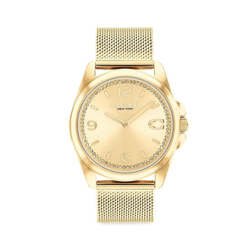 蔻驰(coach)女士小金表 greyson 镶钻轻奢简约刻度优