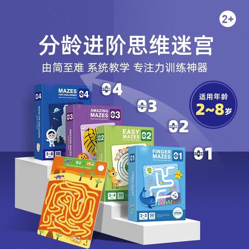 迷宫训练书儿童运控笔走迷宫找不同思维专注力训练玩具 【2-3岁】思维迷宫-入门篇50道题怎么看?