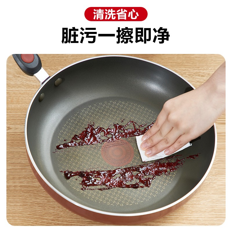 苏泊尔（SUPOR） 平底锅不粘锅 玻璃盖火红点煎锅炒菜锅明火燃气灶磁炉通用牛排锅 28CM 三代红色普通盖聚油底