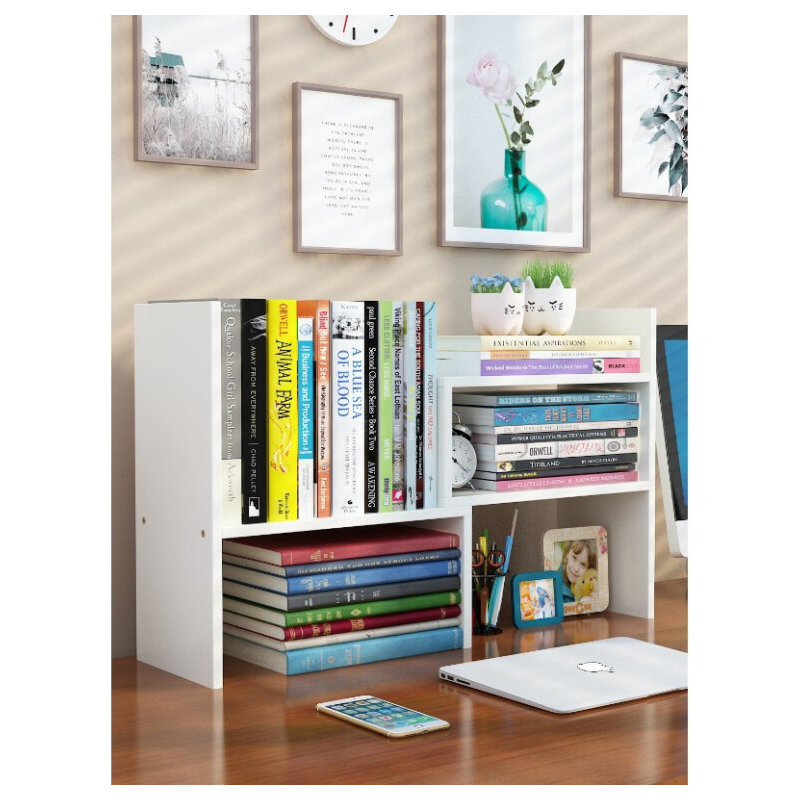 山户家具书架简易书架上学生用桌面置物架宿舍小书架办公收纳架子简约 升级款浅胡桃送专用螺丝刀