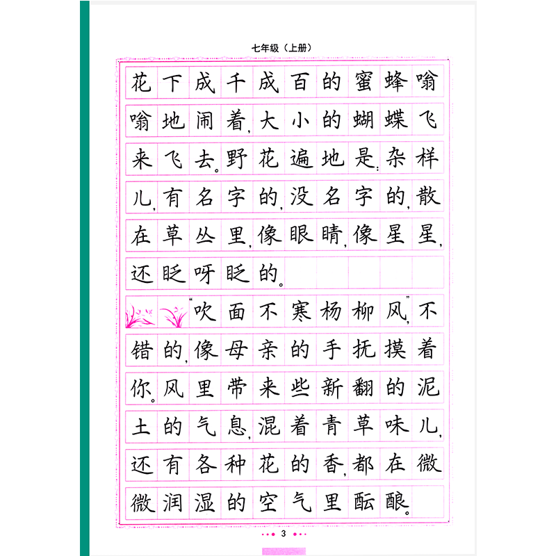 司马彦字帖语文写字课课练七年级上册下册语文部编人教版初一字帖课本同步蒙纸楷书书写练习写字训练 2/本 七年级上册+下册
