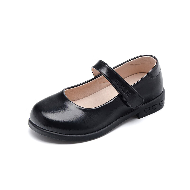 中学生女生穿的小皮鞋女童黑色皮鞋皮儿童表演出鞋学生公主单鞋礼